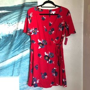 floral flowy red dress